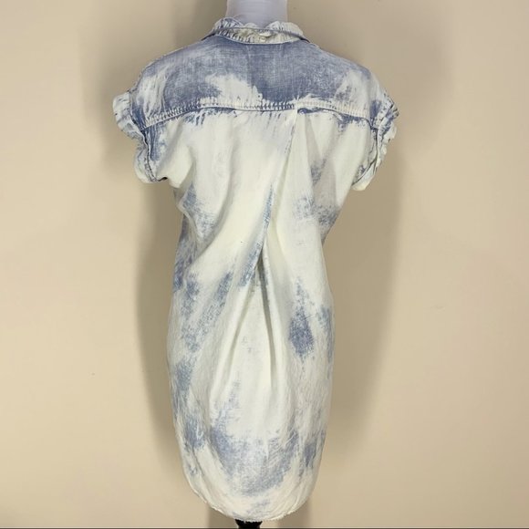 Anthropologie Cloth & Stone Bleached Denim Chambray Dress - Picture 2 of 8